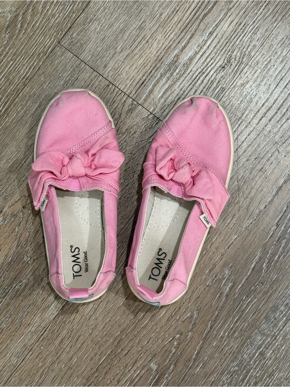 TOMS Kids Alpargata Pink Canvas Bow Slip On Shoes Loafers Flats Little Kid 11